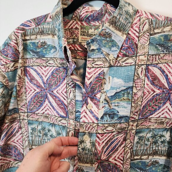 Vintage 90s Reyn Spooner 1994 Hawaiian Shirt Mele Kalikimaka Island Santa sz XL‎ - Picture 5 of 10
